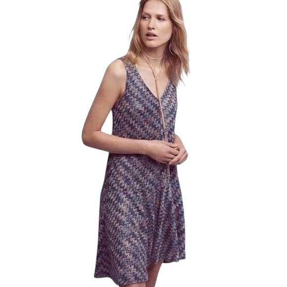 Maeve Anthropologie Westwater Knit Chevron Multi Color Drop Waist Dress - Picture 3 of 13